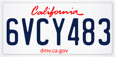 CA license plate 6VCY483