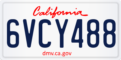 CA license plate 6VCY488