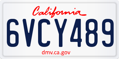 CA license plate 6VCY489