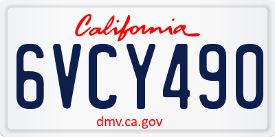 CA license plate 6VCY490