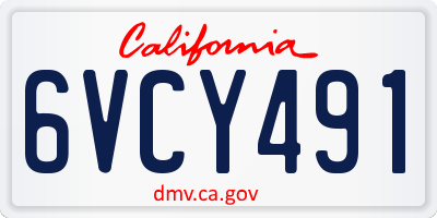 CA license plate 6VCY491