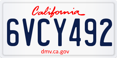 CA license plate 6VCY492