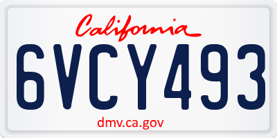 CA license plate 6VCY493