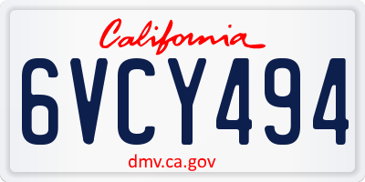 CA license plate 6VCY494