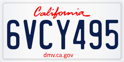 CA license plate 6VCY495