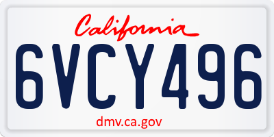CA license plate 6VCY496