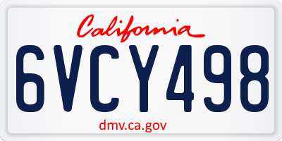 CA license plate 6VCY498