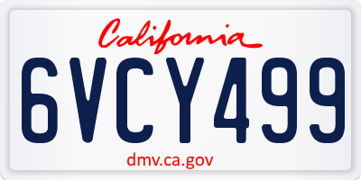 CA license plate 6VCY499
