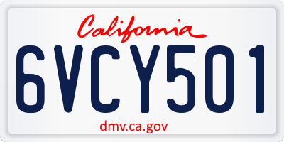 CA license plate 6VCY501