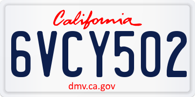 CA license plate 6VCY502