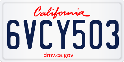 CA license plate 6VCY503