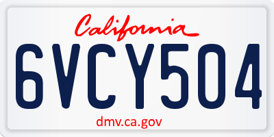 CA license plate 6VCY504