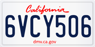 CA license plate 6VCY506