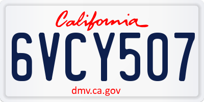 CA license plate 6VCY507