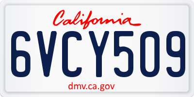 CA license plate 6VCY509