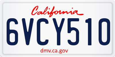 CA license plate 6VCY510
