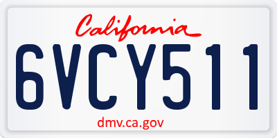 CA license plate 6VCY511