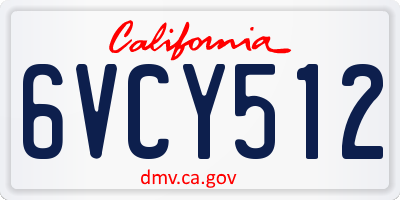 CA license plate 6VCY512