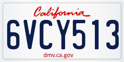 CA license plate 6VCY513