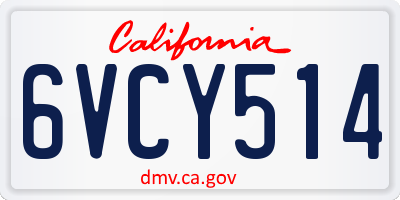 CA license plate 6VCY514