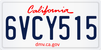 CA license plate 6VCY515