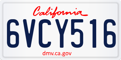 CA license plate 6VCY516
