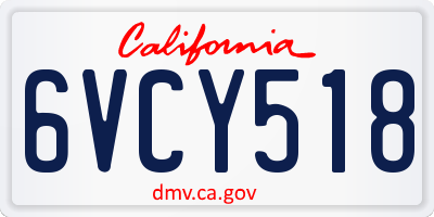 CA license plate 6VCY518