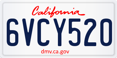CA license plate 6VCY520
