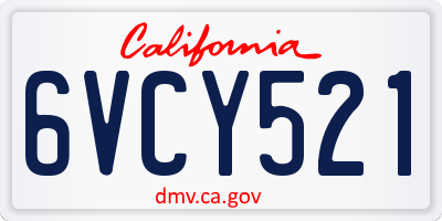 CA license plate 6VCY521
