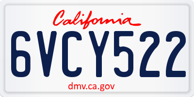CA license plate 6VCY522