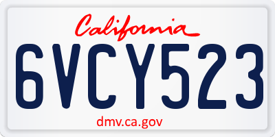 CA license plate 6VCY523