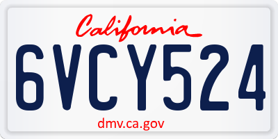 CA license plate 6VCY524