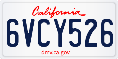 CA license plate 6VCY526