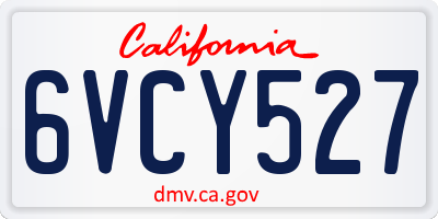 CA license plate 6VCY527