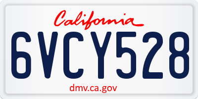 CA license plate 6VCY528