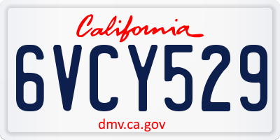 CA license plate 6VCY529