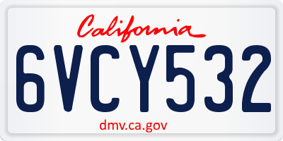 CA license plate 6VCY532