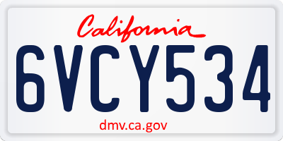 CA license plate 6VCY534