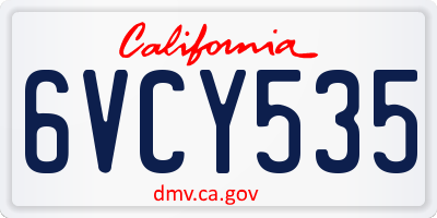 CA license plate 6VCY535