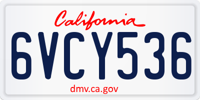 CA license plate 6VCY536