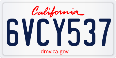 CA license plate 6VCY537