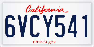 CA license plate 6VCY541