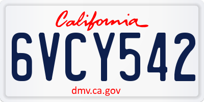 CA license plate 6VCY542
