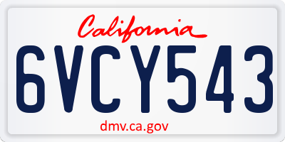 CA license plate 6VCY543