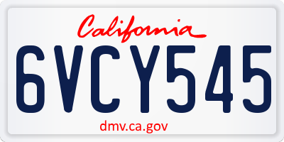 CA license plate 6VCY545