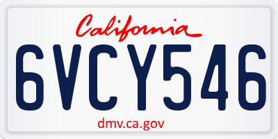 CA license plate 6VCY546