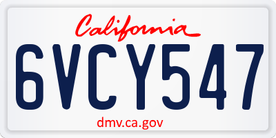 CA license plate 6VCY547
