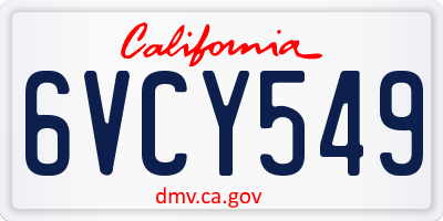 CA license plate 6VCY549
