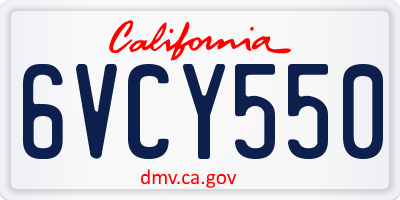 CA license plate 6VCY550