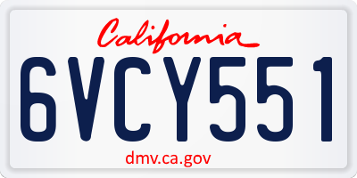 CA license plate 6VCY551